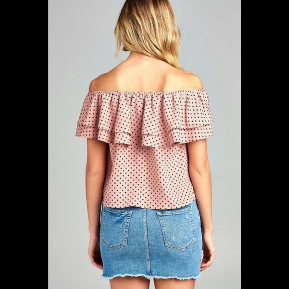 Casual Top Short Sleeve Polka Dot Loose Blouse - Picture 2 of 4